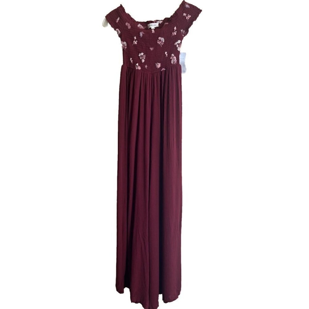 Taylor & Sage Womens Burgundy Stretch Off The Shoulder Wide Leg Jumpsuit Size S - Picture 12 of 14